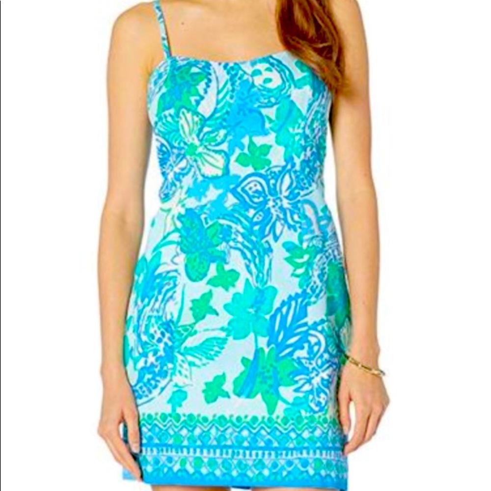 NWT Lilly Pulitzer Shelli Stretch Dress. Whisper Blue. Size 4.